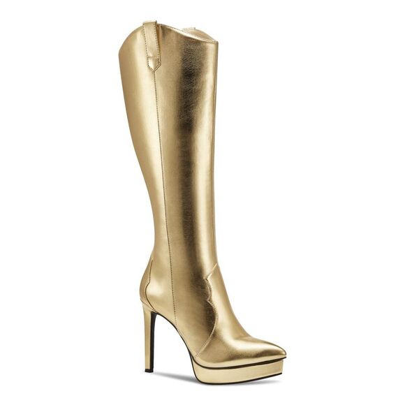 THALIA SODI Womens Beige Cushioned Pointed Toe Stiletto Zip-Up Dress Heeled Boots M